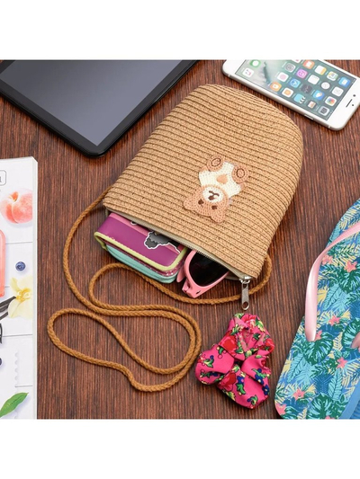 Royalfashion Small children's straw handbag Teddy Straw