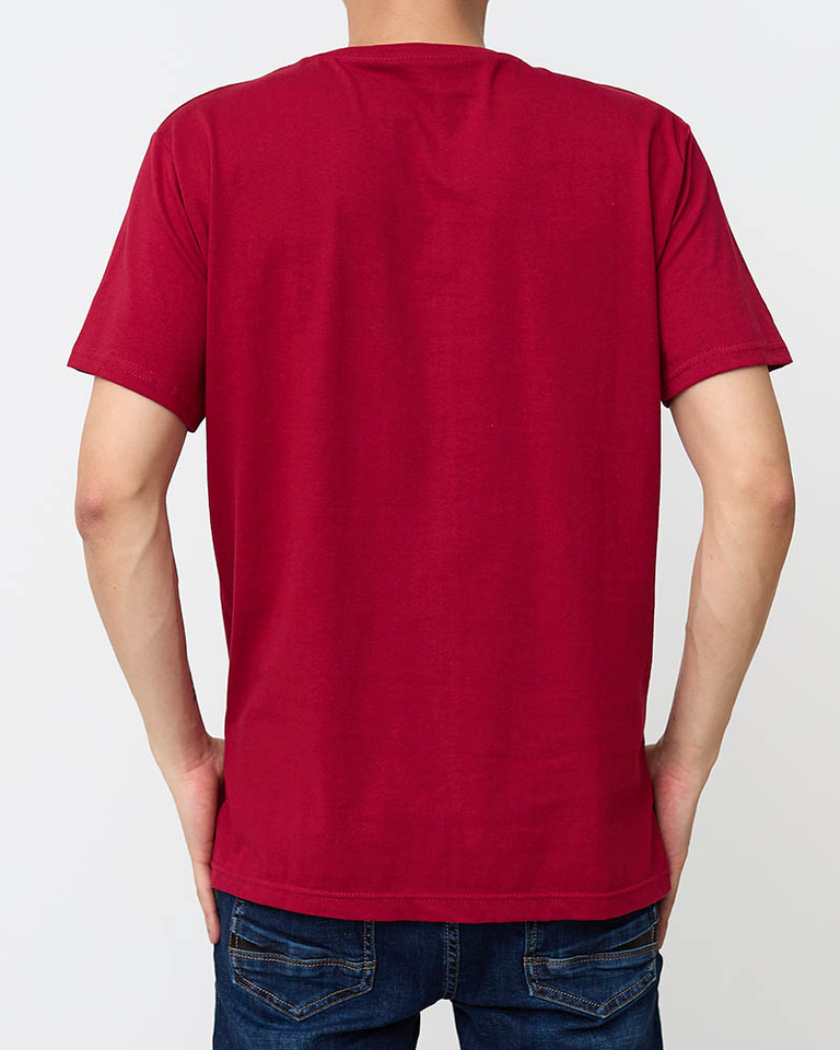 Men's maroon t-shirt with a print - Clothing