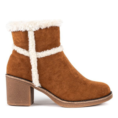 Winter boots with higher heels in Camel Fairi color - Footwear