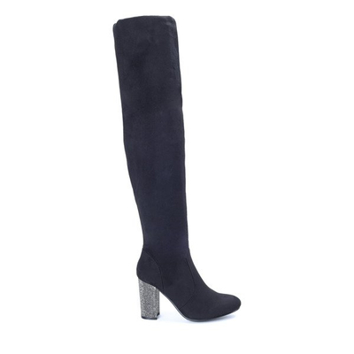 Black boots on a high post Crystal - Footwear