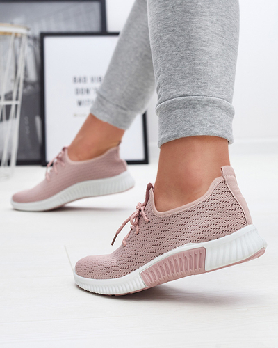 Pink women's fabric sports shoes Vobbu- Footwear