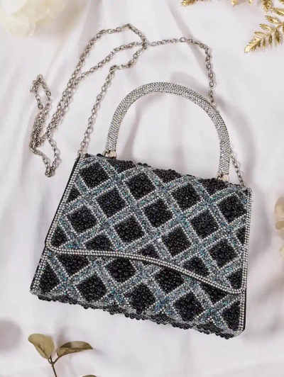 Royalfashion Small women's handbag adorned with zirconia and pearls