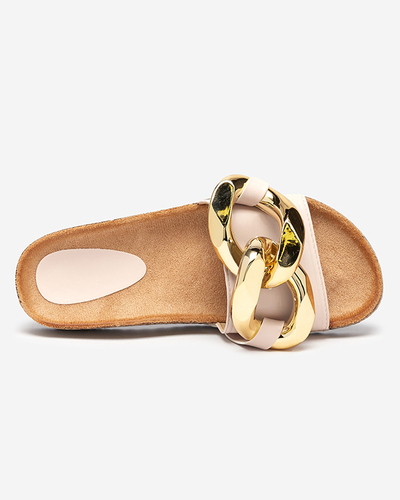 Coralia Royalfashion women's ecru platform flip-flops with chain