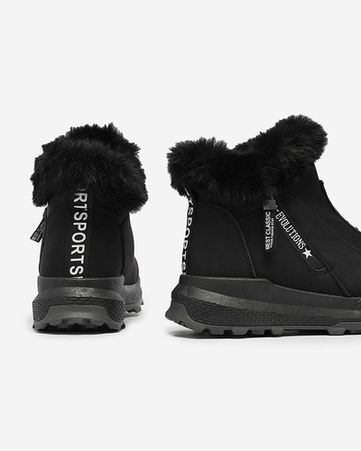 OUTLET Melni sieviešu zābaki ar kažokādu Scherr- Footwear