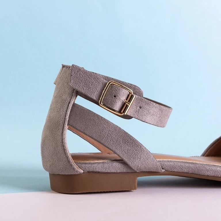 OUTLET Gray women's ballerinas with flat heels Dilerma - Shoes