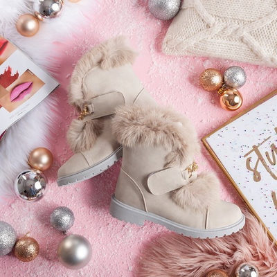 Wiscon beige boots with fur - Footwear