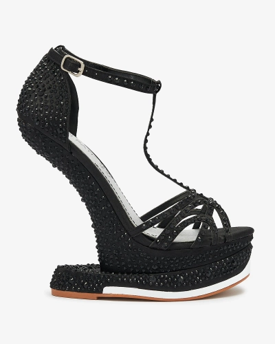 Black women's pumps with zircons Nekko- Footwear