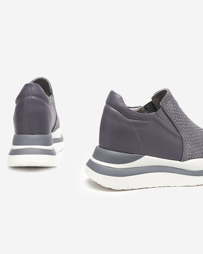 OUTLET Gray women's sneakers with a hidden wedge Elema - Footwear