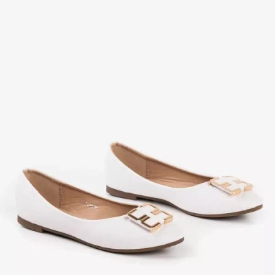 OUTLET White women's ballerinas with an ornament on the toe Rionach - Shoes