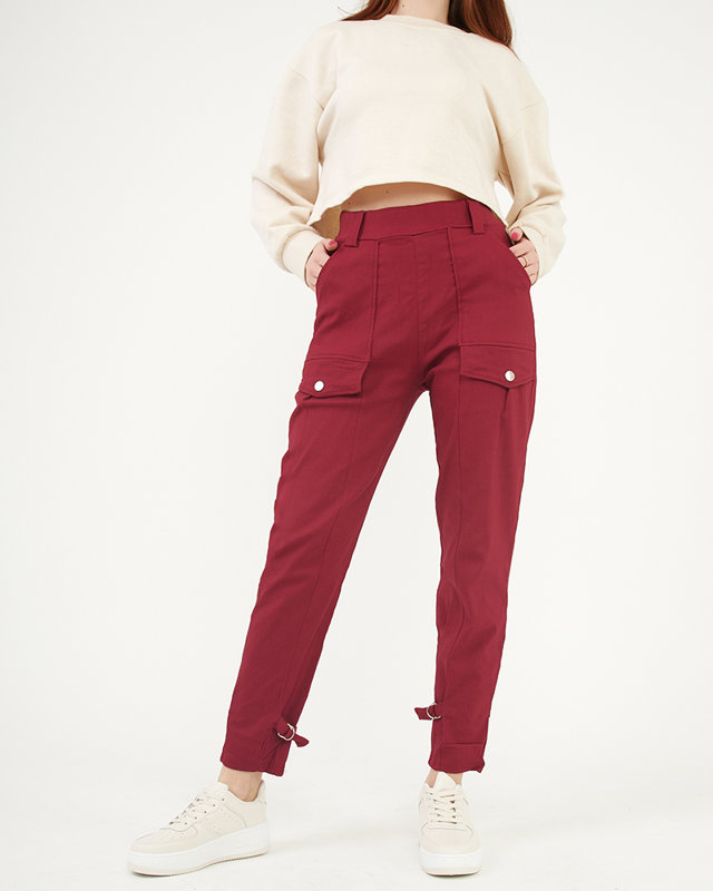 Maroon women's cargo trousers a'la - Clothing