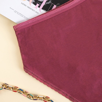 Dark pink women's ribbed panties PLUS SIZE - Underwear