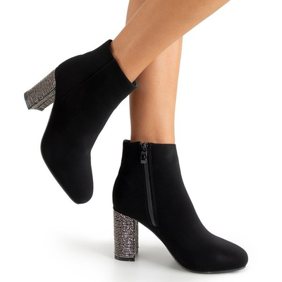Black women's boots on a post with cubic zirconia Wilpa - Footwear