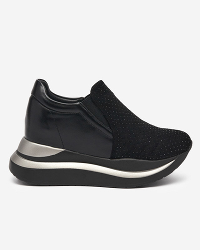 Black women's sneakers with a hidden wedge Elema - Footwear