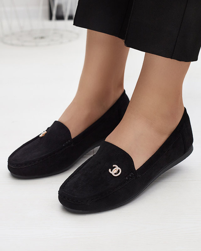 Black women's moccasins with an addition in zircons Endirmo - Footwear