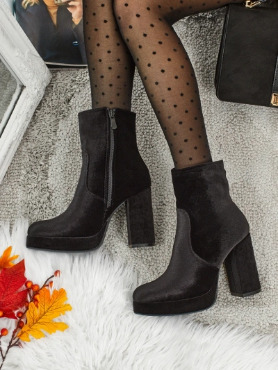 Women's Heeled Ankle Boots Velour Style Miss