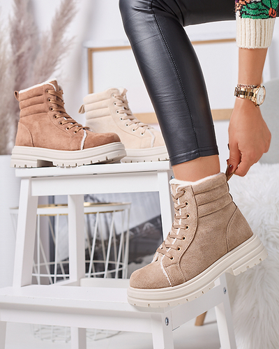 Women's insulated trapper boots in brown color Tivica - Footwear