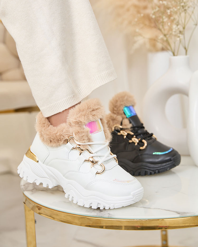 Royalfashion Белые женские спортивные кроссовки с мехом Wicallen