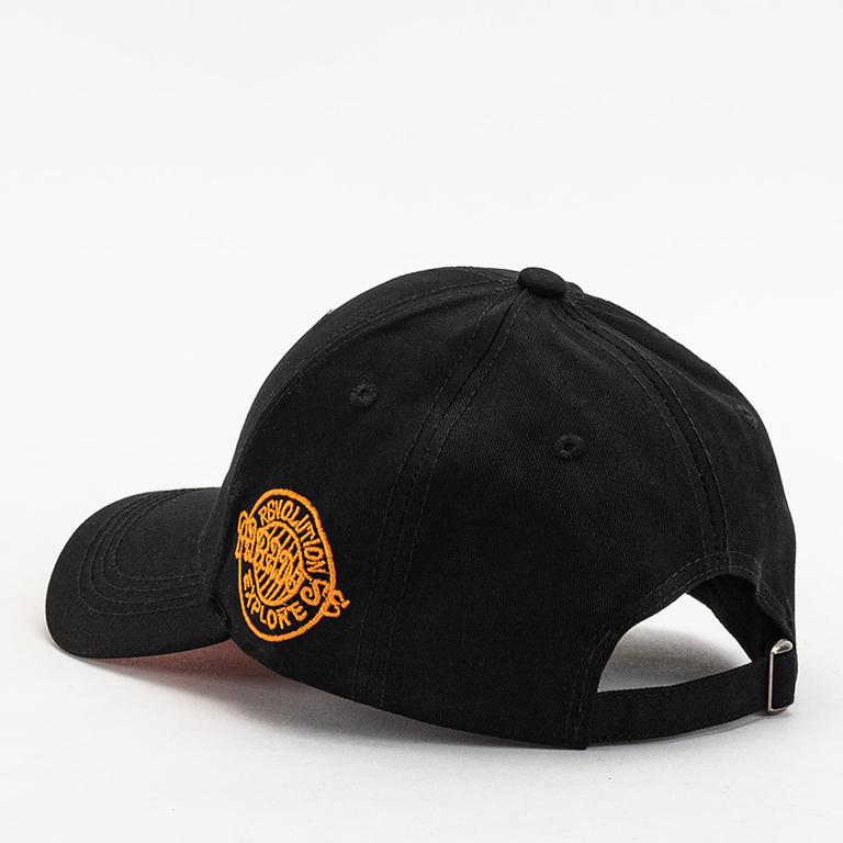 Black unisex baseball cap with orange patch - Accessories