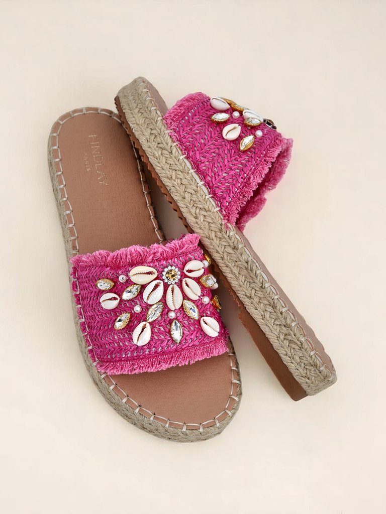 Royalfashion Callista Fuchsia women's platform flip-flops with shells