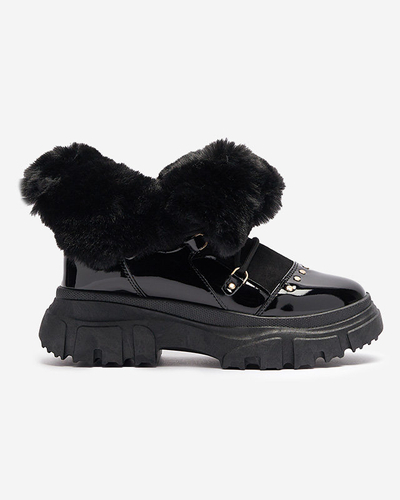 Melni sieviešu sniega zābaki ar mežģīnēm Fentes- Footwear