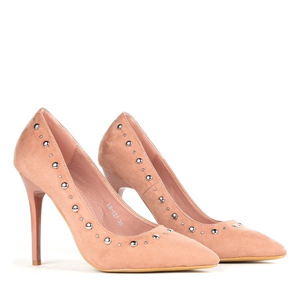 Pink pumps on a high heel with silver jets Filia - Shoes 1