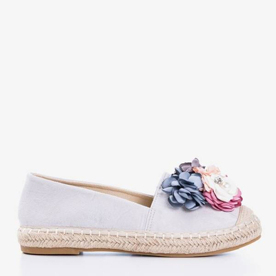 OUTLET Szare espadryle z kwiatkami Fandi - Obuwie