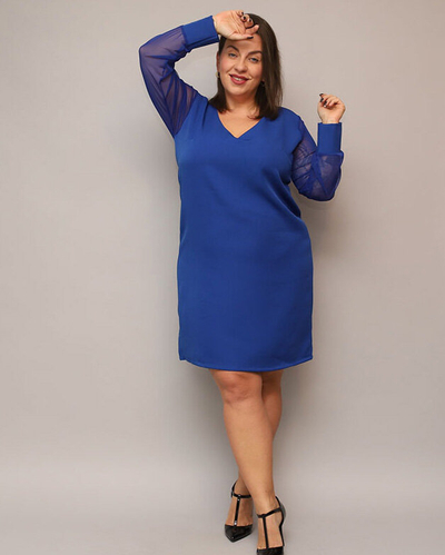 Shiny knee-length dress in green PLUS SIZE- Clothing