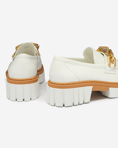 White women's shoes with a golden addition Plirose - Footwear