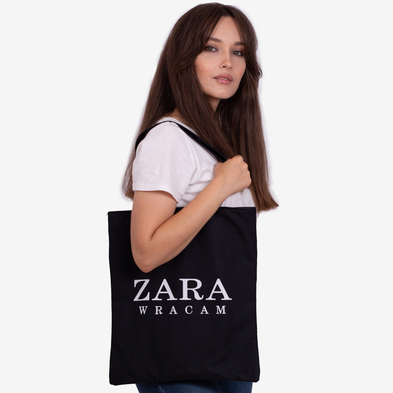 Black fabric bag with inscription - Accessories