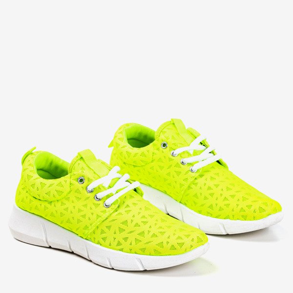 Neon green women's sports shoes with Troye patterns - Footwear 1