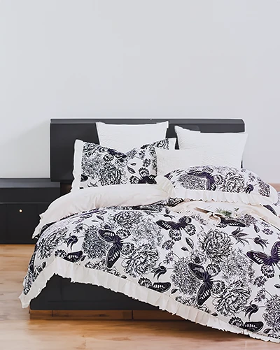 Royalfashion Rakstainātas gultas veļa ar volānum 160x200 komplekts ar 3 DAĻĀM