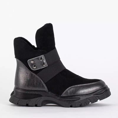 OUTLET Graphite black children's boots with a high tongue Delgito - Footwear