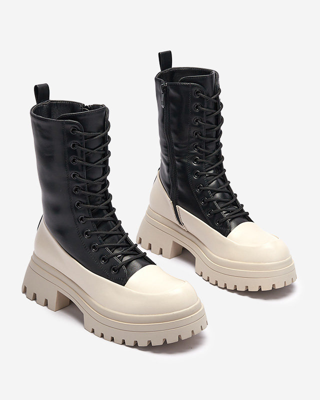 Black and beige women's high boots Susker - Footwear