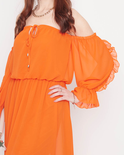 Women's orange maxi Spanish dress - Clothing