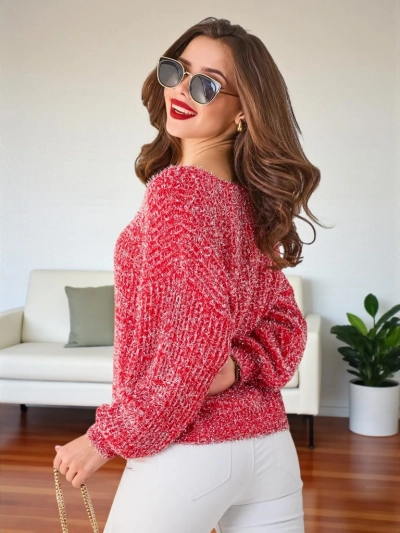 Royalfashion sieviešu džemperis ar spīdīgu diegu