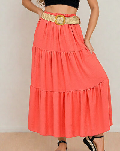 Royalfashion Women's midi skirt with belt