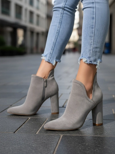 Серые женские ботильоны с вырезом «Алания» - Обувь