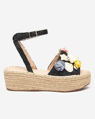 Ladies' black sandals a'la espadrilles with a decorative upper Soramis - Footwear