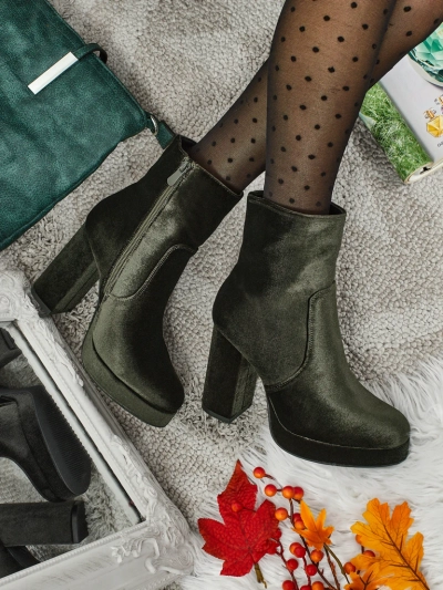Women's Heeled Ankle Boots Velour Style Miss