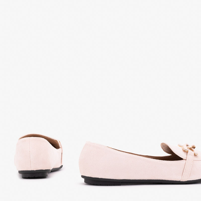 Sieviešu bēši un rozā mokasīni ar Olly dekorāciju - Apavi