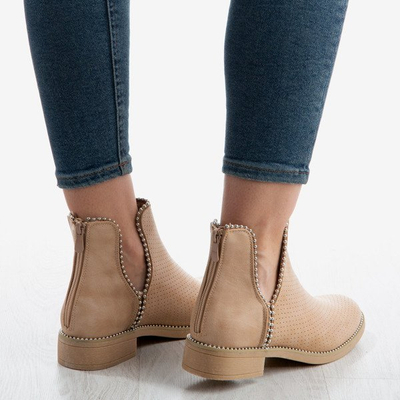 Beige boots with cut-out Schannon - Footwear 1