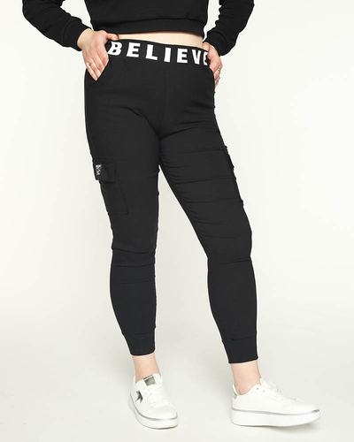 Черные женские брюки с карманами PLUS SIZE