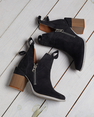 Черные женские ботильоны на квадратных каблуках Darera