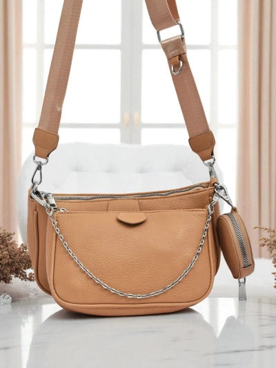 Aurora Multi Women's Eco-Leather Handbag Light Brown Chain Zip