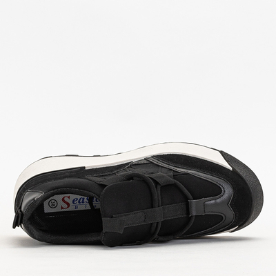 OUTLET Black women's sports shoes with a higher Kanislo sole - Footwear