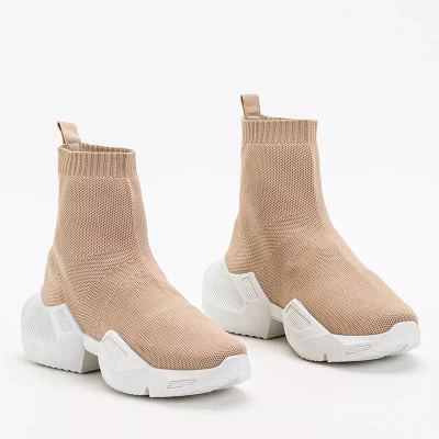 OUTLET High Fisa beige women's sports shoes - Footwear