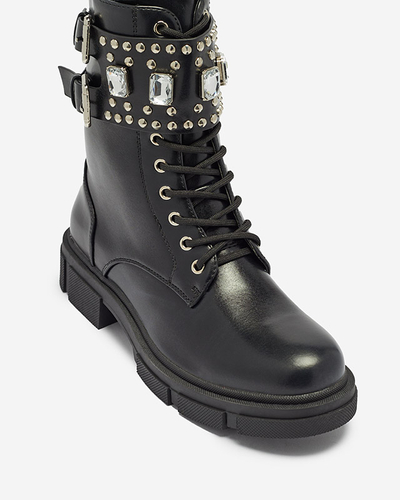 Black women's bagger boots with ornaments Tobrissa - Footwear