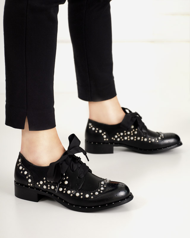 Black women's shoes with pearls Savhirda - Footwear
