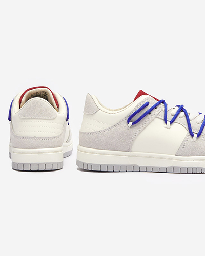 Balti pelēkas sieviešu sporta kedas ar tumši zilām aukliņām Olierinc - Apavi