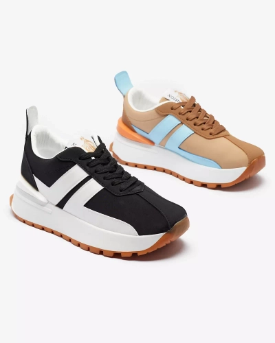 Eko ādas sieviešu melni sporta apavi ar krāsainiem ielaidumiem Tifora- Footwear